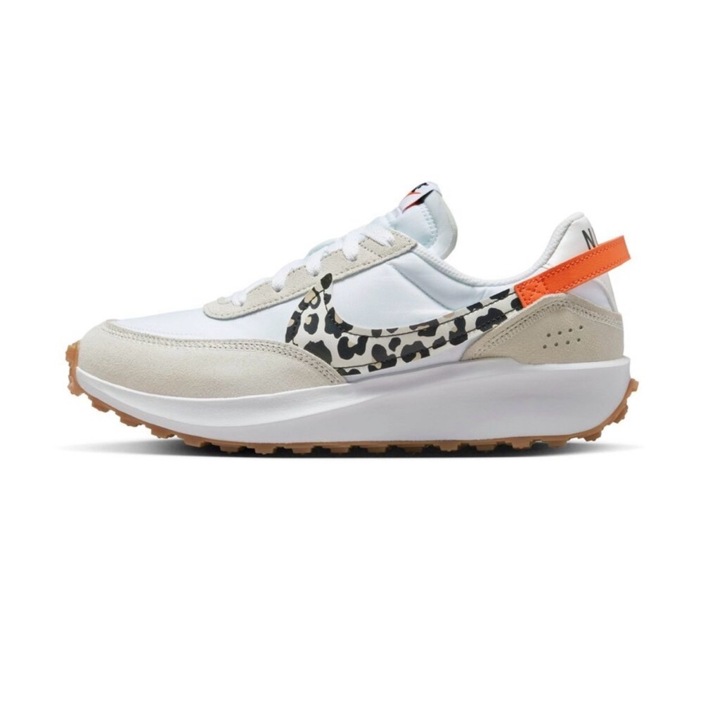 Nike Waffle debut Womens Tan Sneakers with Leopard Print